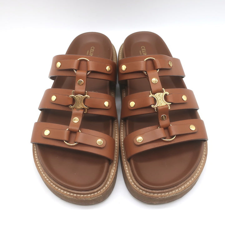 Celine Tippi Slide Sandals Brown Leather Size 36 US 7