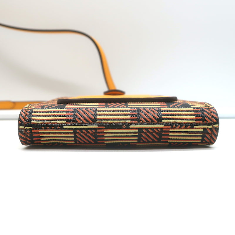 Moreau Paris Vertical Phone Pouch Marigold Canvas &amp; Leather Crossbody Bag NEW