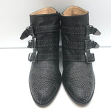 Chloe Susanna studded ankle boots in black textured leather, authentic pre-owned, gently worn