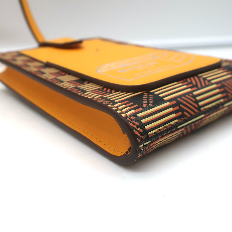 Moreau Paris Vertical Phone Pouch Marigold Canvas &amp; Leather Crossbody Bag NEW