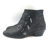 Authentic pre-owned Chloe Susanna studded ankle boots in black textured leather, size 38