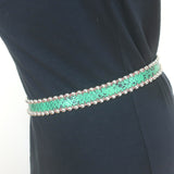 Isabel Marant Tokky Studded Belt Green Python-Embossed Leather Size Small NEW