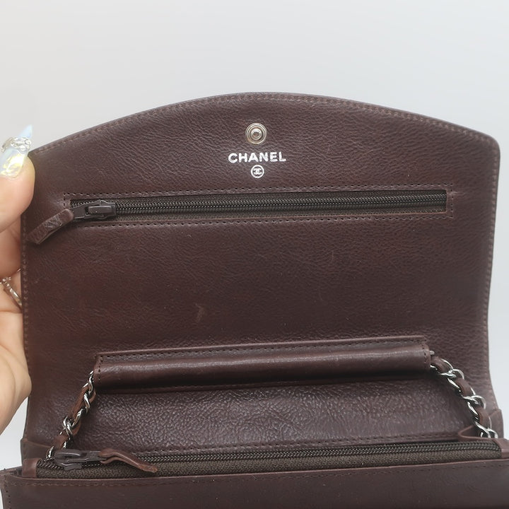 Chanel 2005 CC Wallet on Chain Dark Brown Leather Crossbody