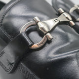 Salvatore Ferragamo Gancini Loafers Black Polished Leather Size 9