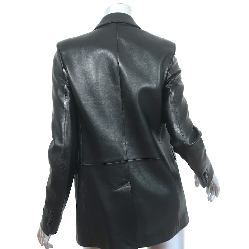 Saint Laurent Leather Blazer Black Size 38 One-Button Jacket