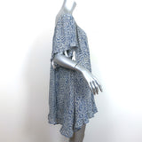 Natalie Martin Marina Ruffle Mini Dress Blue Printed Silk One Size