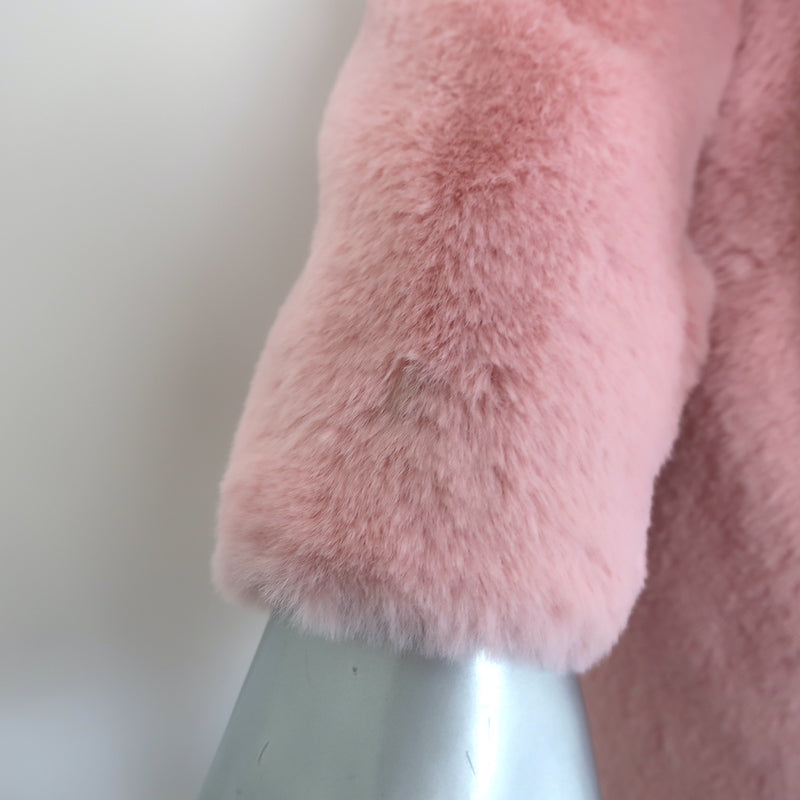 Alice + Olivia Foster Faux Fur Coat Shell Pink Size Extra Small NEW