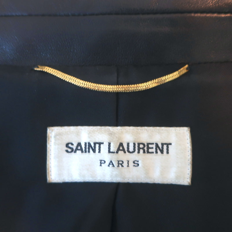 Saint Laurent Leather Blazer Black Size 38 One-Button Jacket