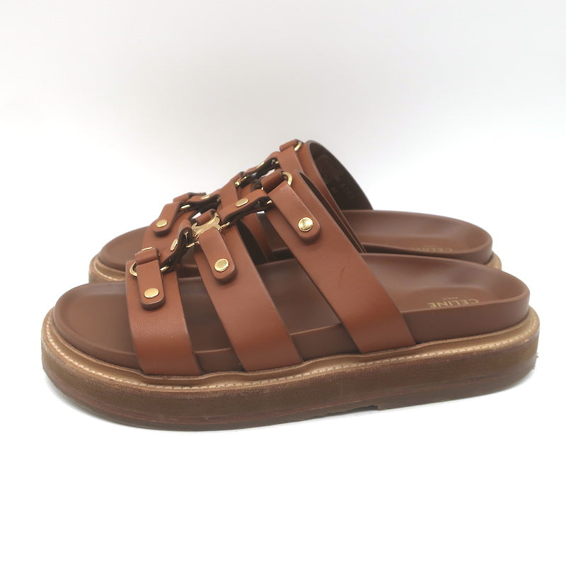Celine Tippi Slide Sandals Brown Leather Size 36 US 7