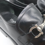 Salvatore Ferragamo Gancini Loafers Black Polished Leather Size 9