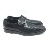 Salvatore Ferragamo Gancini Loafers Black Polished Leather Size 9