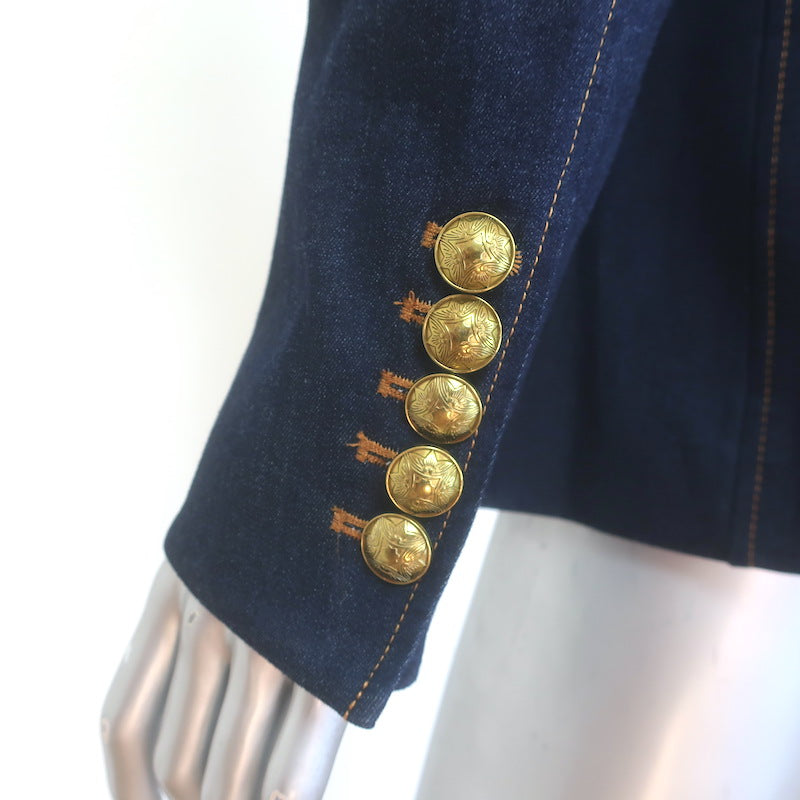Veronica Beard Anoki Denim Dickey Jacket Dark Oxford Stretch Cotton Size 4