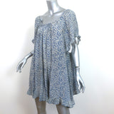 Natalie Martin Marina Ruffle Mini Dress Blue Printed Silk One Size