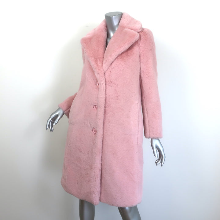 Alice + Olivia Foster Faux Fur Coat Shell Pink Size Extra Small NEW