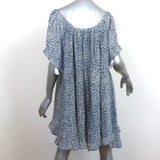 Natalie Martin Marina Ruffle Mini Dress Blue Printed Silk One Size