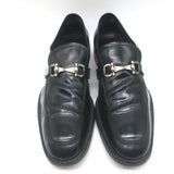 Salvatore Ferragamo Gancini Loafers Black Polished Leather Size 9
