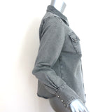 THE GREAT Western Snap-Front Shirt Gray Cotton Size 1 Long Sleeve Top