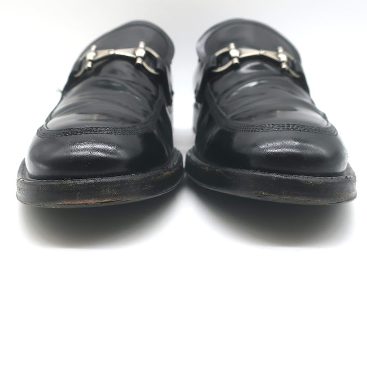 Salvatore Ferragamo Gancini Loafers Black Polished Leather Size 9