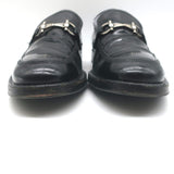Salvatore Ferragamo Gancini Loafers Black Polished Leather Size 9