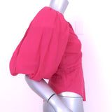 Isabel Marant Jaylee Puff Sleeve Top Pink Ramie Size 38 V-Neck Blouse