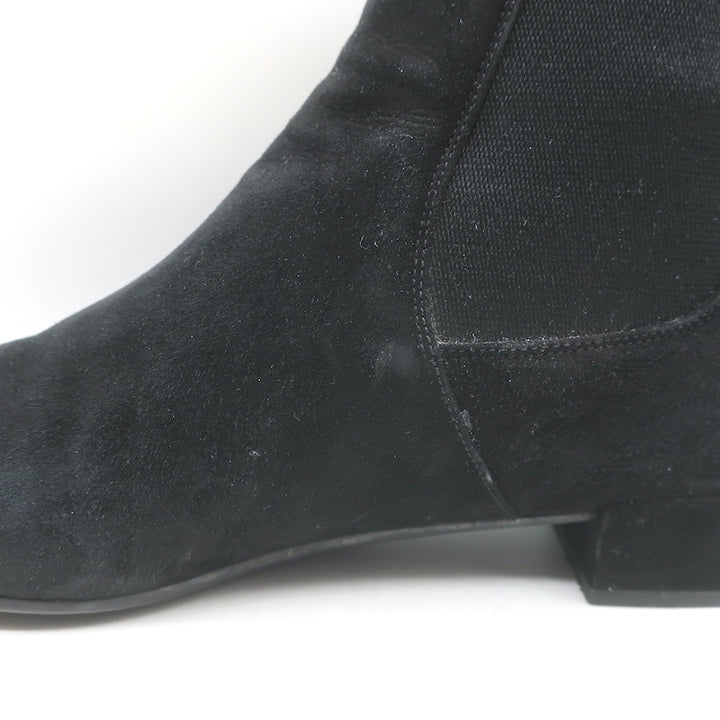 Prada Chelsea Boots Black Suede Size 37.5 Flat Ankle Boots