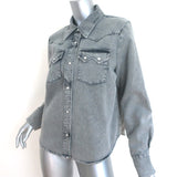 THE GREAT Western Snap-Front Shirt Gray Cotton Size 1 Long Sleeve Top