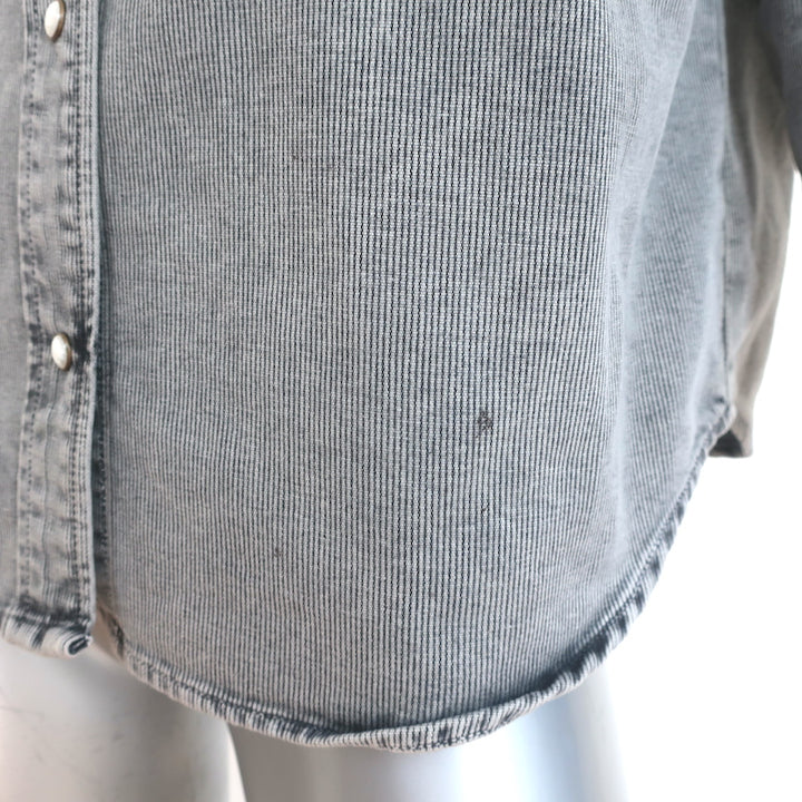 THE GREAT Western Snap-Front Shirt Gray Cotton Size 1 Long Sleeve Top