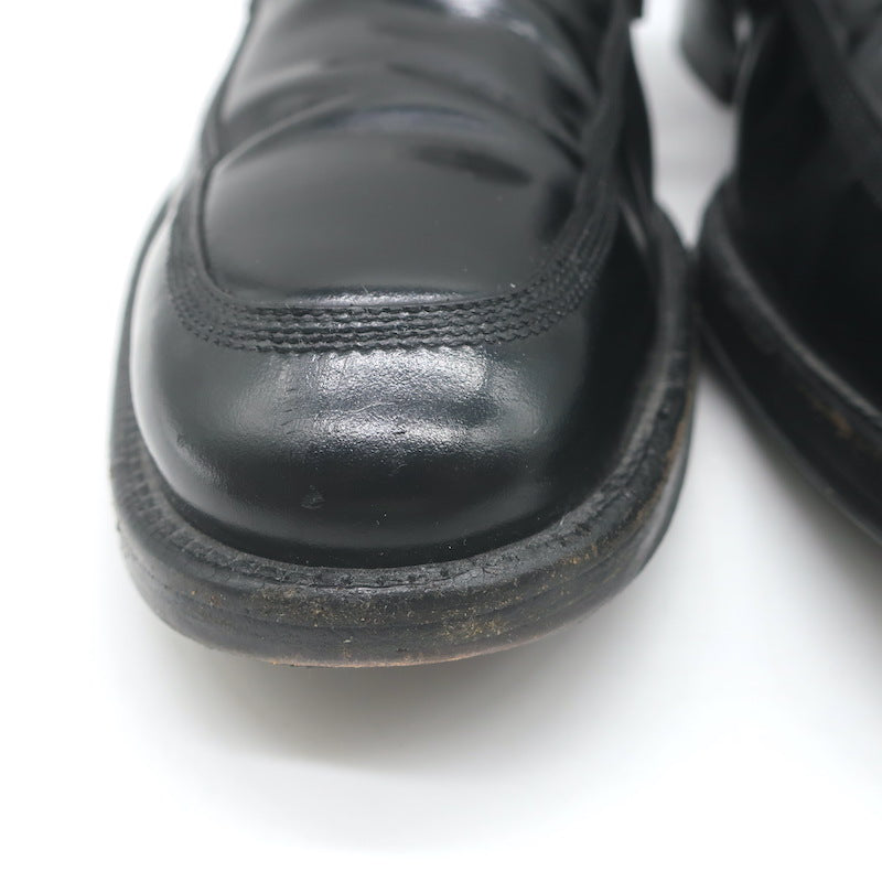 Salvatore Ferragamo Gancini Loafers Black Polished Leather Size 9