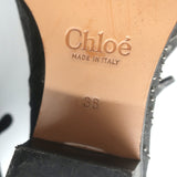 Chloe Susanna studded ankle boots in black textured leather, authentic pre-owned luxury, size 38
