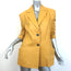 Zeynep Arcay Leather Blazer Amber Yellow Size US 8 Ruched Sleeve Jacket NEW