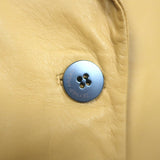 Zeynep Arcay Leather Blazer Amber Yellow Size US 8 Ruched Sleeve Jacket NEW