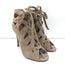 Alaia Lace-Up Cutout Ankle Boots Taupe Suede Size 37.5 Peep Toe Booties