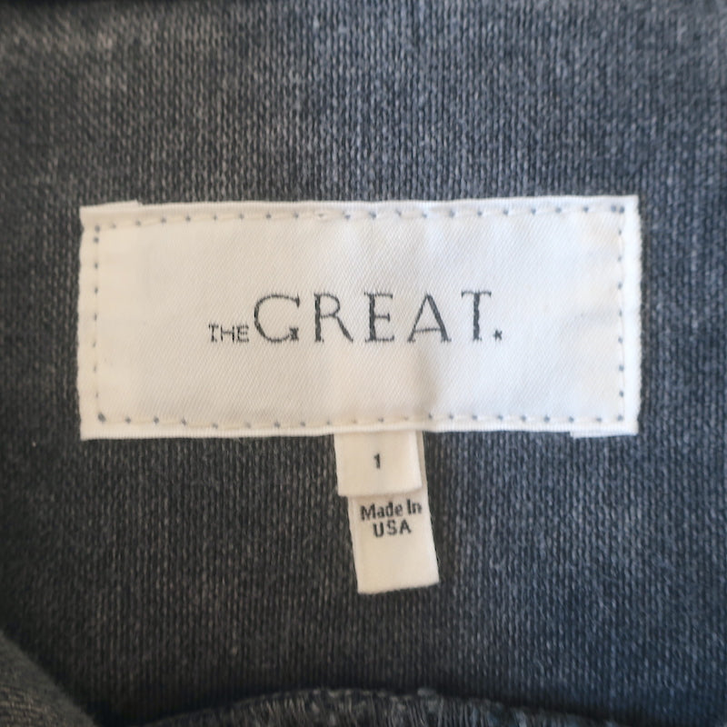 THE GREAT Western Snap-Front Shirt Gray Cotton Size 1 Long Sleeve Top