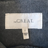 THE GREAT Western Snap-Front Shirt Gray Cotton Size 1 Long Sleeve Top