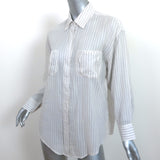 Elizabeth and James Striped Button Down Shirt White/Light Gray Cotton Size Small