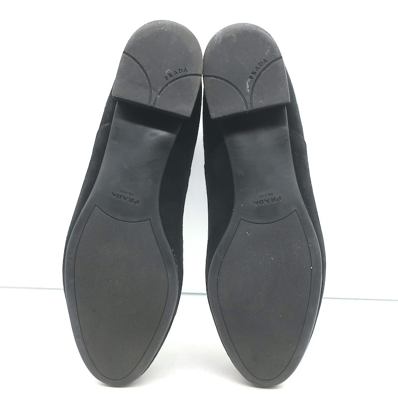 Prada Chelsea Boots Black Suede Size 37.5 Flat Ankle Boots
