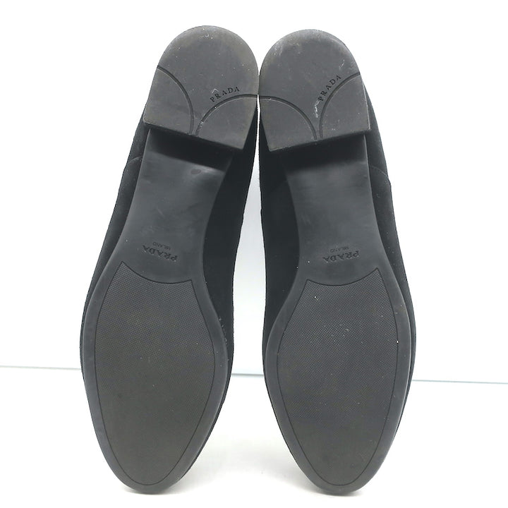 Prada Chelsea Boots Black Suede Size 37.5 Flat Ankle Boots