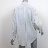 Elizabeth and James Striped Button Down Shirt White/Light Gray Cotton Size Small