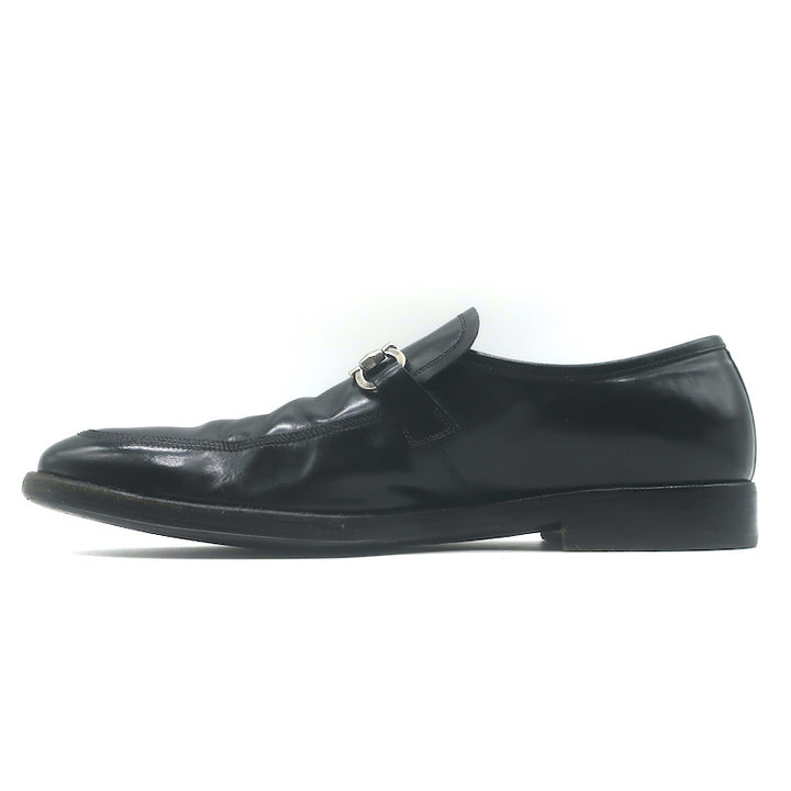 Salvatore Ferragamo Gancini Loafers Black Polished Leather Size 9