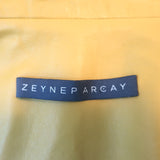 Zeynep Arcay Leather Blazer Amber Yellow Size US 8 Ruched Sleeve Jacket NEW