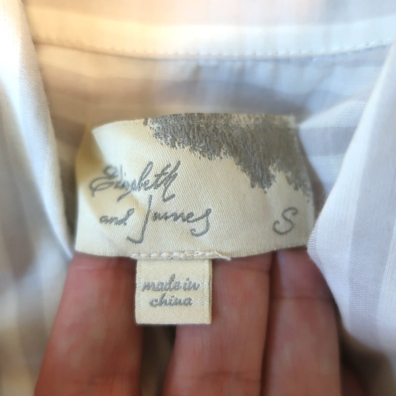 Elizabeth and James Striped Button Down Shirt White/Light Gray Cotton Size Small