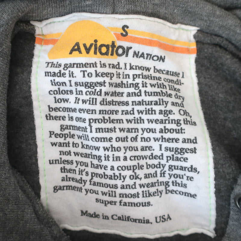 Aviator Nation Classic Logo Hoodie Gray Fleece Size Small