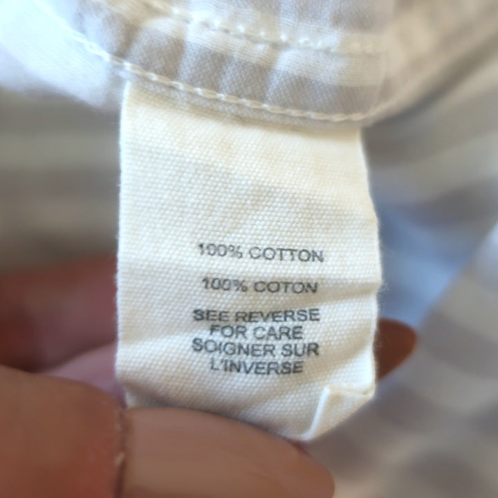 Elizabeth and James Striped Button Down Shirt White/Light Gray Cotton Size Small