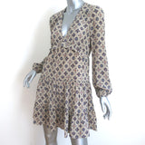 Veronica Beard Delray Long Sleeve Mini Dress Cream/Multi Printed Silk Size 2