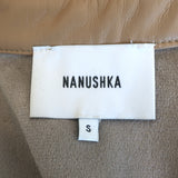 Nanushka Clare Vegan Leather Shirt Beige Size Small Short Sleeve Top