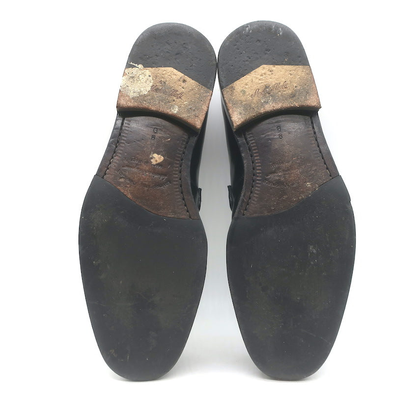 Salvatore Ferragamo Gancini Loafers Black Polished Leather Size 9