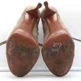 Alaia Lace-Up Cutout Ankle Boots Taupe Suede Size 37.5 Peep Toe Booties