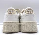 Gucci Dali GG-embroidered platform sneakers, white leather, authentic pre-owned, gently worn