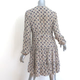 Veronica Beard Delray Long Sleeve Mini Dress Cream/Multi Printed Silk Size 2