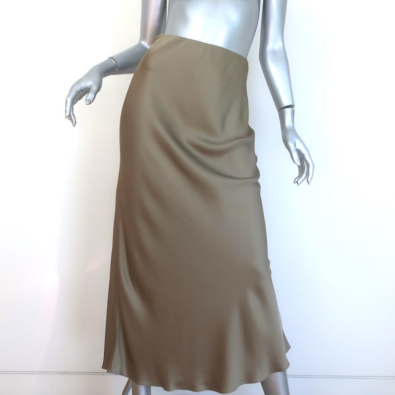 Jenni Kayne Sawyer Midi Slip Skirt Dark Gold Satin Size Extra Small